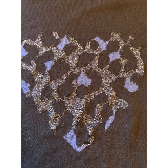 Kate Spade New York Womens Black Heart Leopard Sweater Medium silk Wool Blend - Picture 2 of 5